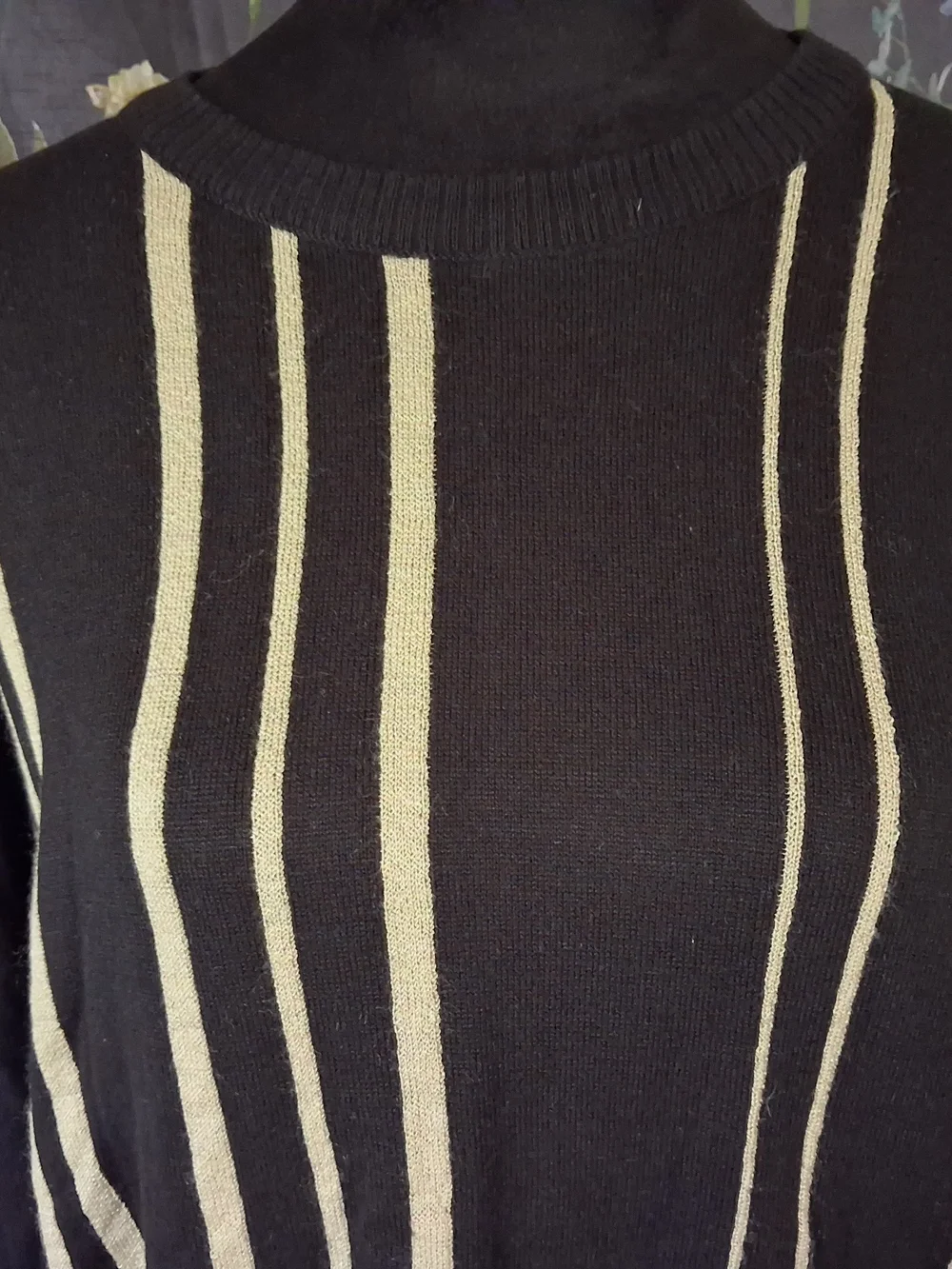Black Sweater with Cream Vertical Stripes men's Sweater